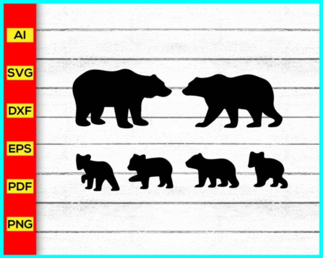 Family Bear Silhouette Svg, Mama Bear Svg, Grandma Bear Svg, Grandpa Bear Svg, Family Bear Svg, Papa Bear Svg, Baby Bear Svg, Son Bear Svg, Daughter Bear Svg - My Store