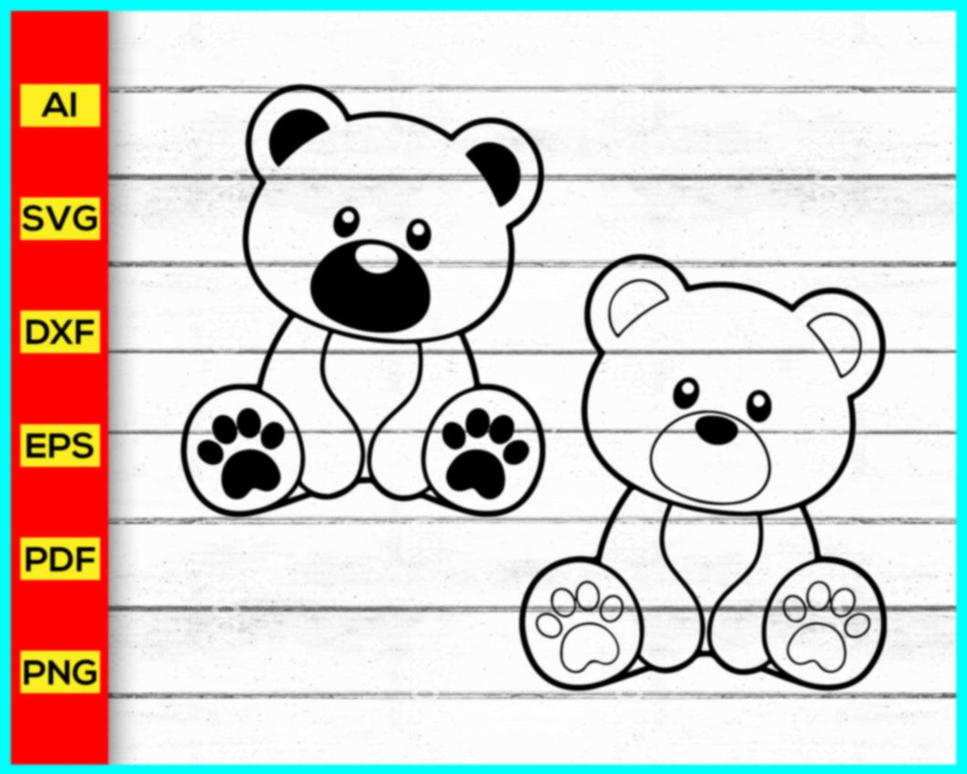 Teddy Bear Svg, Bear Coloring page, Teddybear svg, Polar Bear Svg, Dancing Bear Svg, Papa Bear Svg, Bear Outline, Bear Png, Brown Bear Svg - My Store