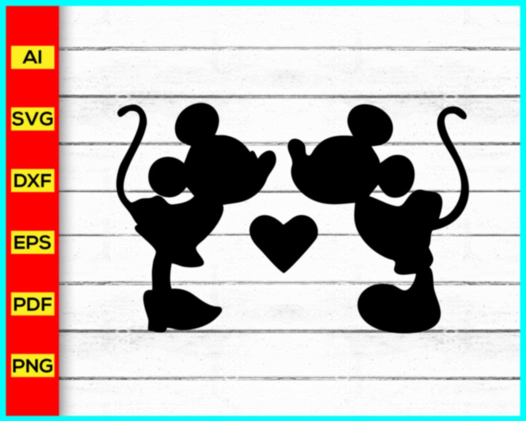 Mickey and Minnie Kissing Svg, Mickey Mouse Svg silhouette Png, Disney Svg, Animal Kingdom svg, Magical SVG, Castle Svg, Mickey Mouse Clipart - My Store