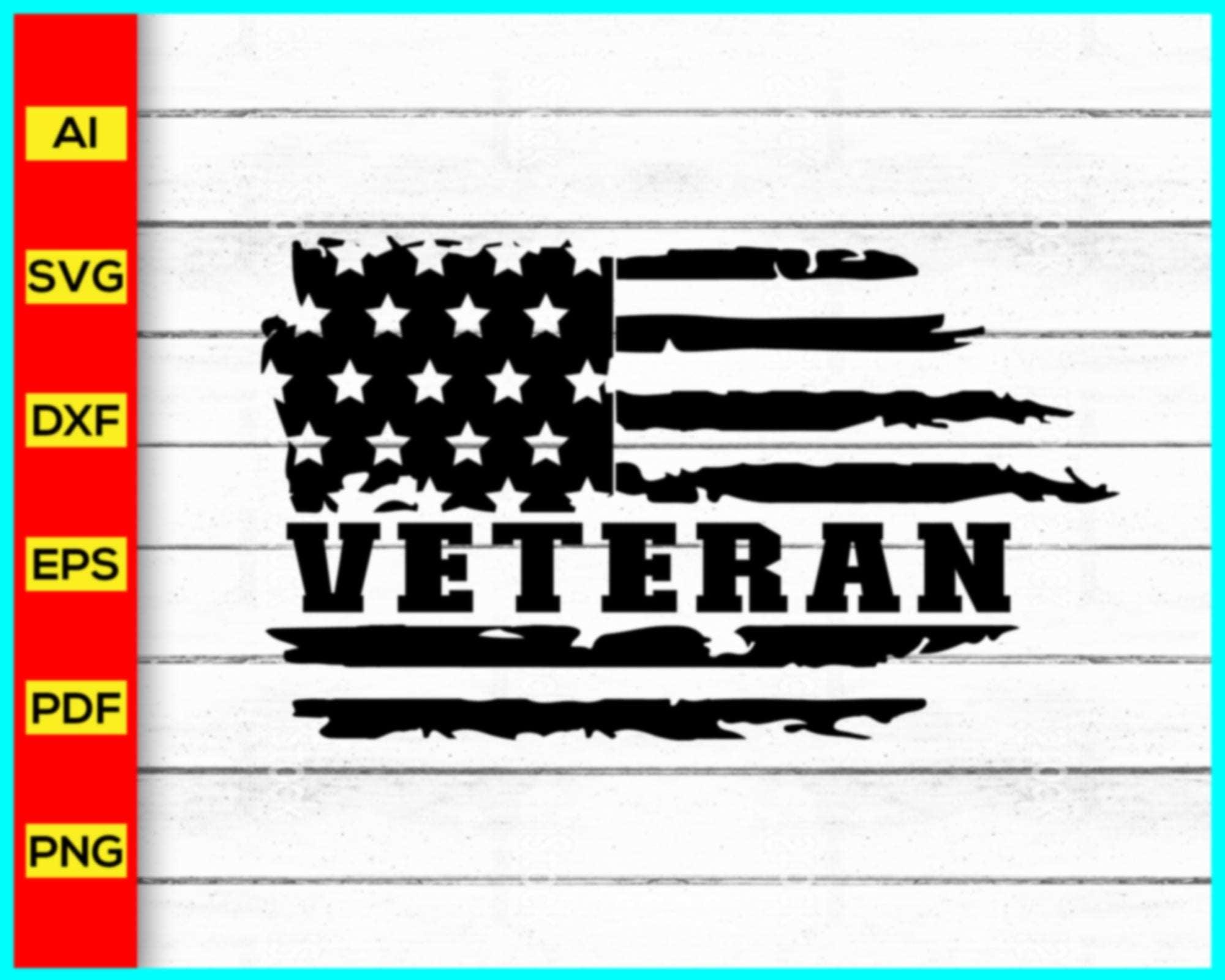 Veteran Distressed American Flag Svg, Distressed US Flag Svg, 4th of J ...