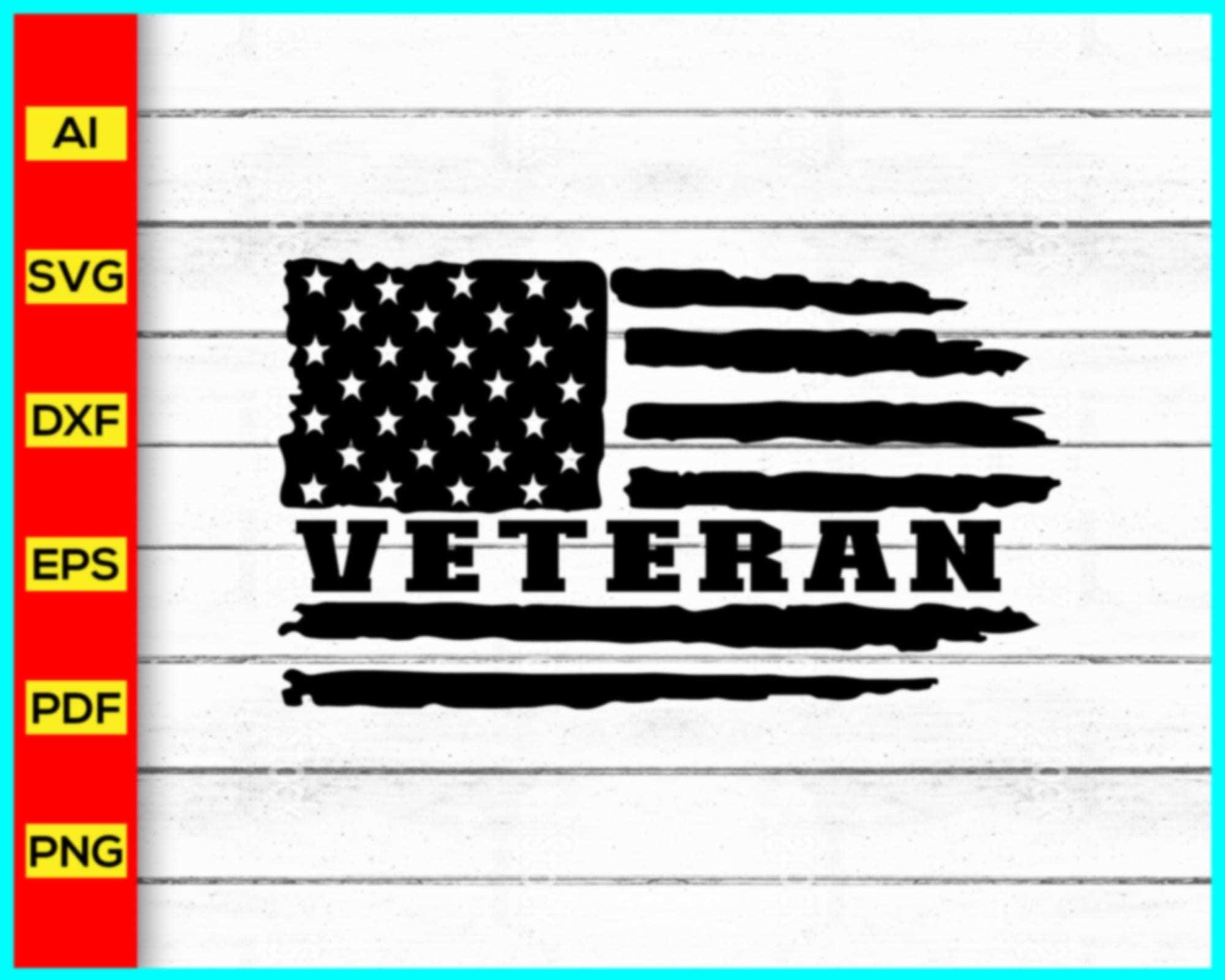 Veteran Distressed American Flag Svg, Distressed US Flag Svg, 4th of J ...