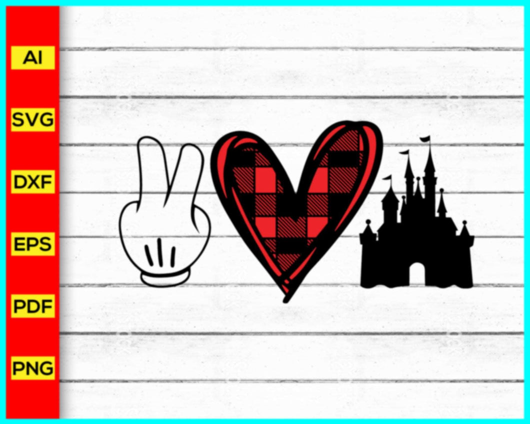 Peace Love Disney Castle Svg, Mickey Mouse Svg silhouette Png, Disney Svg, Animal Kingdom svg, Magical SVG, Castle Svg, Mickey Mouse Clipart - My Store