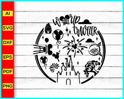 World Traveler Svg, Mickey Mouse Svg silhouette Png, Disney Svg, Animal Kingdom svg, Magical SVG, Castle Svg, Mickey Mouse Clipart - My Store