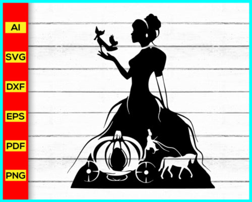 Cinderella SVG, Cinderella clipart png, Princess Silhouette, Princess Svg, Disney Castle Fairy Tail svg, Disney Castle with magic, Castle Svg, Disney Svg - My Store