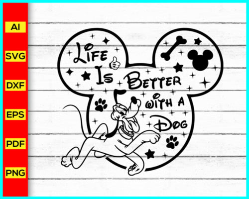 Pluto disney life is better with a dog Svg, Pluto drawing, Family Trip 2023 SVG, Family Vacation 2023 SVG, Mickey svg, Mickey Head - My Store