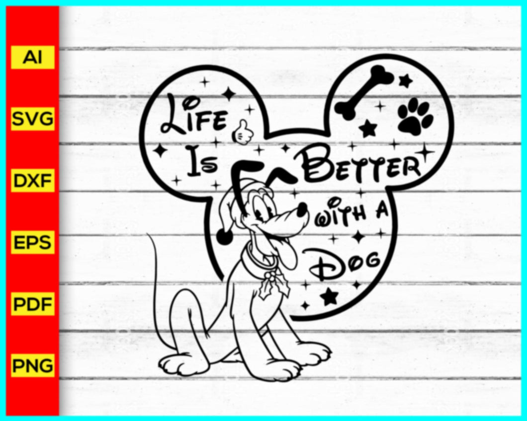 Pluto disney life is better with a dog Svg, Pluto drawing, Family Trip 2023 SVG, Family Vacation 2023 SVG, Mickey svg, Mickey Head - My Store