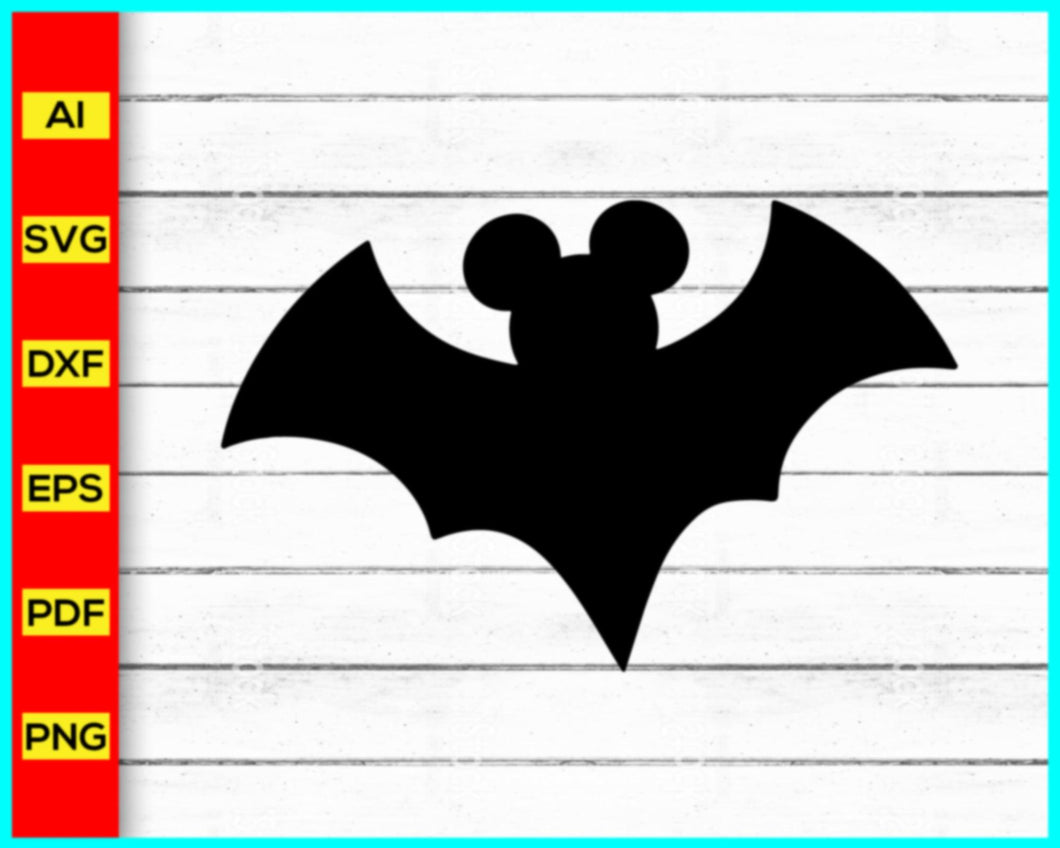 Mickey Bat svg, Halloween svg, Halloween png, Batman Svg, Png, Silhouette, Disney Mickey Mouse Bat Svg, Cut file for cricut, silhouette, vector, clipart - My Store