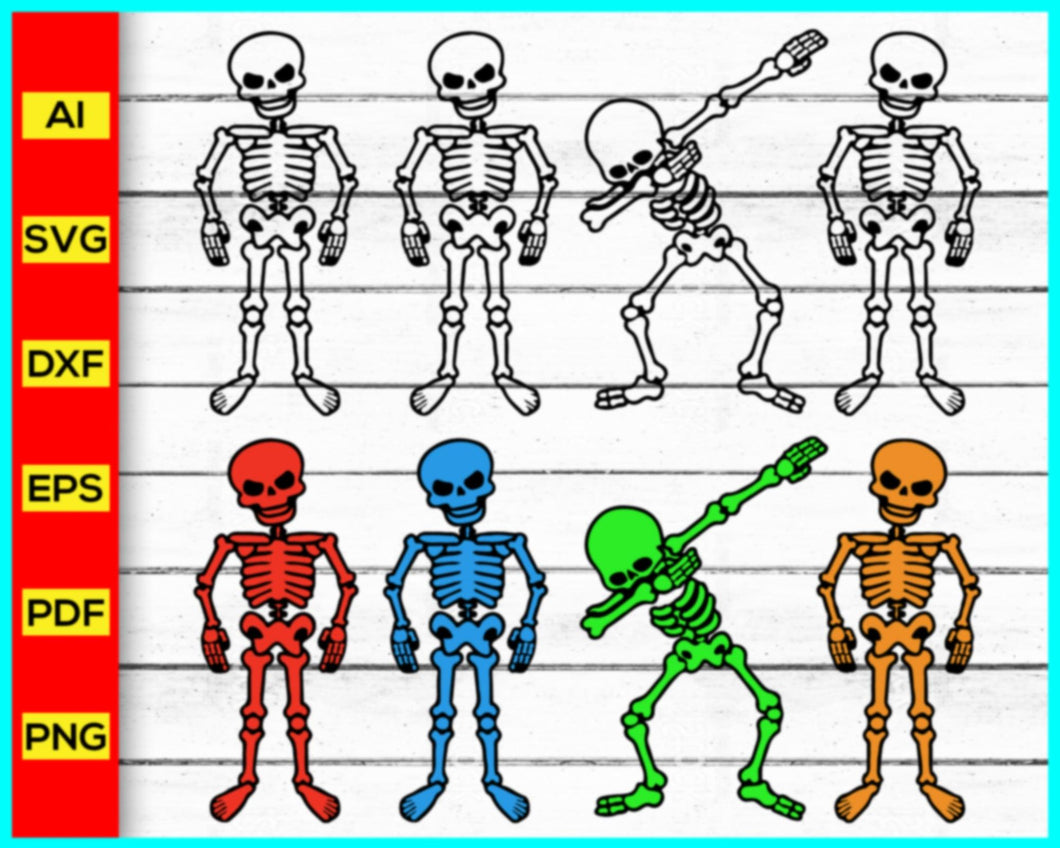 Skeleton Svg Png Silhouette Cricut Vector Files, Dabbing Skeleton Svg, Christmas Skeleton Svg, Halloween Skeleton Svg Png Silhouette Cricut - My Store