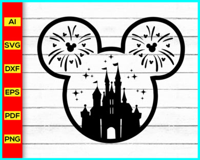 Castle Firworks Mouse Ears Svg, Mickey Mouse Svg Silhouette, Disney Castle Fairy Tail svg, Disney Castle with magic, Magic Svg, Castle Svg, Disney Svg - My Store