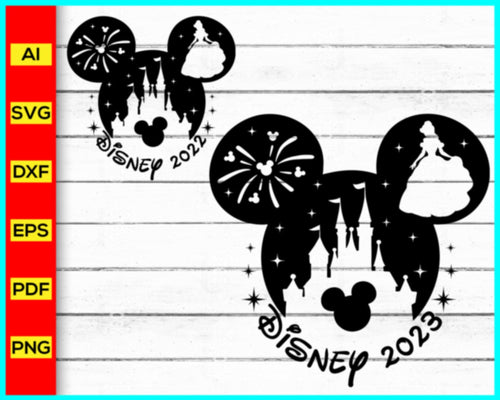 Mickey princess 2022, Mickey princess 2023, Mickey Mouse silhouette Png, Cartoon character Cut file Dxf, Animal Kingdom, magic, Toy Story Sublimate - Disney PNG