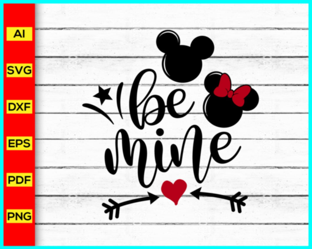 Mickey Valentines Day Svg, Mickey Svg, Be mine svg, disney Valentines Day Svg, Cut file for cricut, silhouette, vector, clipart, editable svg file - My Store