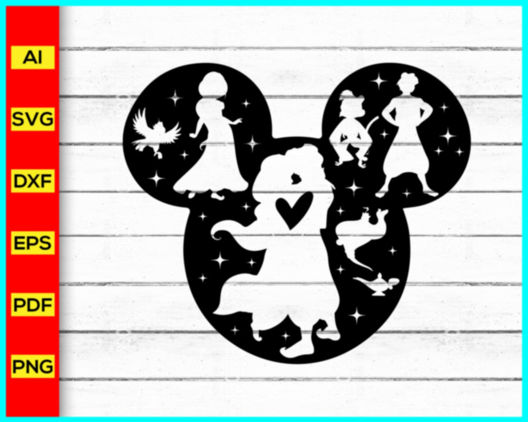 Disney Princess Jasmine Aladin All Characters Svg File, Princess Jasmine, Aladin, Walt Disney, Cut file for cricut, silhouette, vector, clipart - My Store