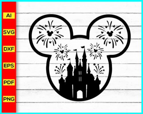 Castle Firworks Mouse Ears Svg, Mickey Mouse Svg Silhouette, Disney Castle Fairy Tail svg, Disney Castle with magic, Magic Svg, Castle Svg, Disney Svg - My Store