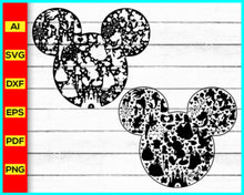 Load image into Gallery viewer, Disney Cartoon Characters Svg, Mouse Ears, Mickey Mouse Silhouette filled with Characters, Mickey Mouse silhouette Png, Cartoon character Cut file - My Store
