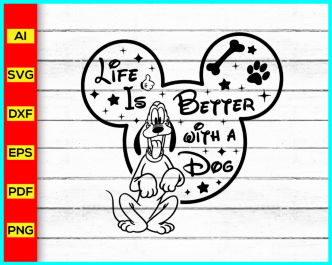 Pluto disney life is better with a dog Svg, Pluto drawing, Family Trip 2023 SVG, Family Vacation 2023 SVG, Mouse head, Mouse svg - My Store