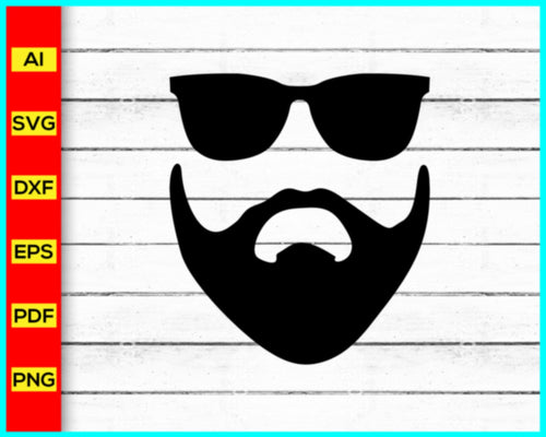 Sunglasses with Beard Svg, Mens Beard, Png, Cut file for cricut, silhouette, vector, clipart, editable svg file, Instant Download - My Store