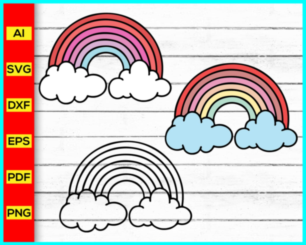 Rainbow SVG Bundle, Cloud, Weather svg, Disney Rainbow Svg, Rainbow Clipart, Boho Rainbow SVG, Hand Drawn Rainbow Svg, Heart SVG - My Store