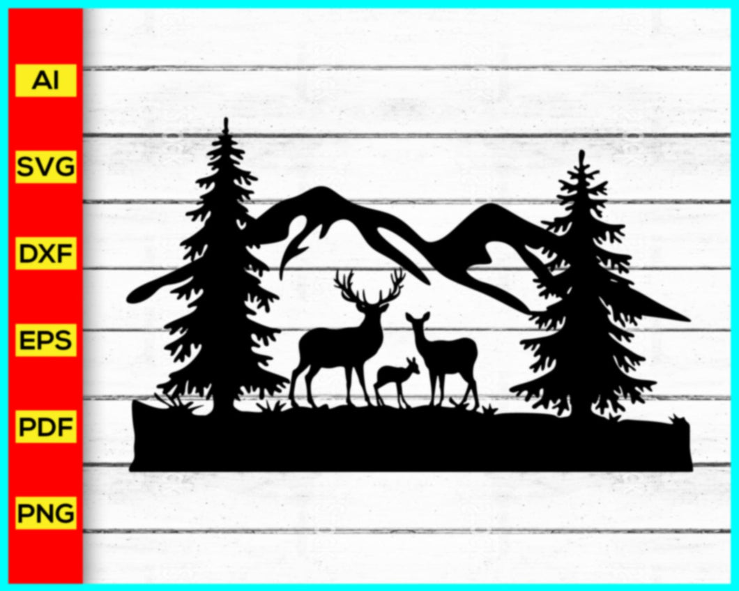 Deer country nature Svg, Deer svg png silhouette cricut, nature svg, forest svg, Cut file for cricut, silhouette, vector, clipart, editable svg file - My Store