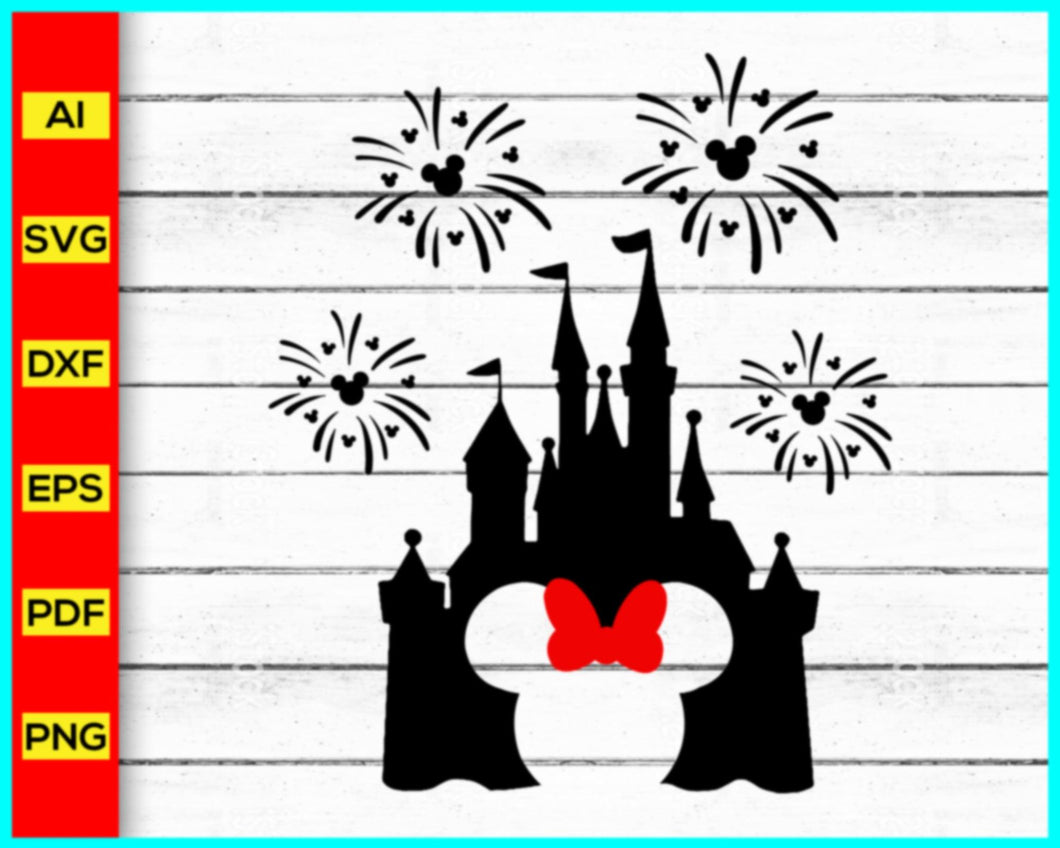Disney Castle svg, Disney Castle Fireworks svg, Disney Castle with Minnie mouse head, Disney Castle Fairy Tail svg, Disney Castle with magic Svg - My Store