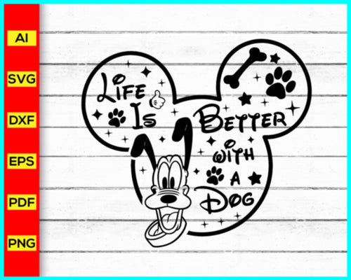 Pluto disney life is better with a dog Svg, Pluto drawing, Family Trip 2023 SVG, Family Vacation 2023 SVG, Mouse head, Mouse svg - My Store