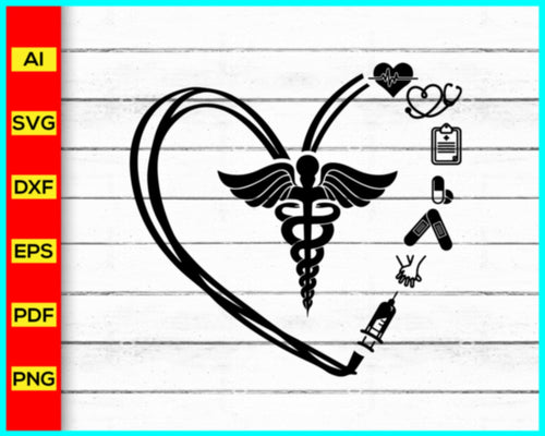 Nurse life Svg, heart svg, Medical Doctor Svg, Medical Caduceus Symbol Svg Silhouette, Doctors icon, Doctor Svg, Nurse Svg, Stethoscope svg - Disney PNG