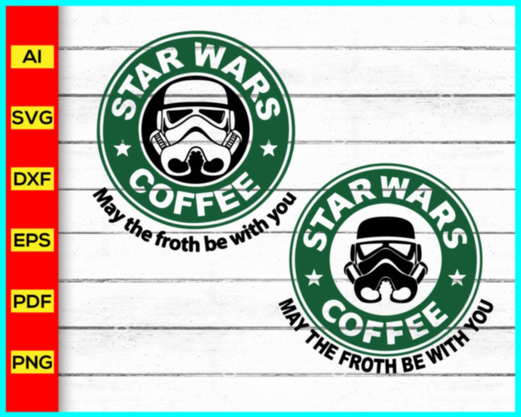 Starwars Coffee Svg, Star Wars character, Star Galaxy Collage Mickey Mouse svg, Disney Svg, Mickey Mouse silhouette Png, Pew Pew Pew SVG