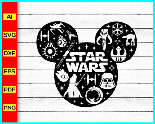 Star Galaxy Svg, Star Wars Svg, Star Wars character Cut file, Disney Svg, Disney character Cut file, Mickey Mouse silhouette Png, Pew Pew Pew SVG Star Wars SVG - My Store