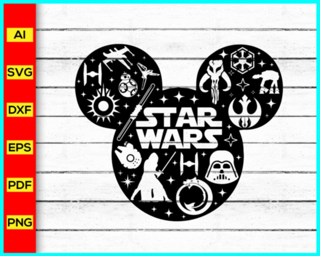 Star Galaxy Svg, Star Wars Svg, Star Wars character Cut file, Disney Svg, Disney character Cut file, Mickey Mouse silhouette Png, Pew Pew Pew SVG Star Wars SVG - My Store
