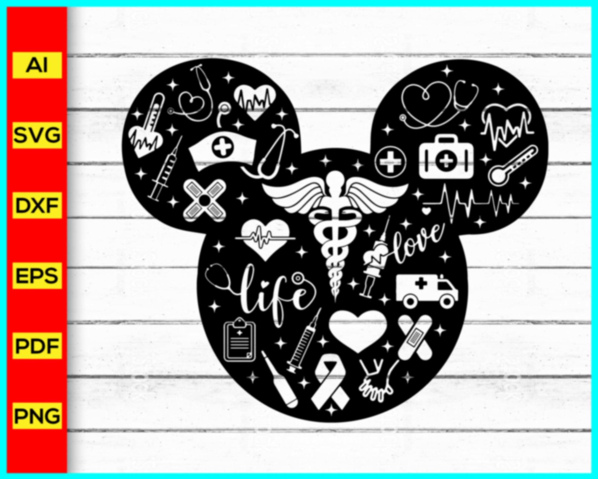 Medical icons caduceus stethoscope mickey mouse svg, disney svg, nurse ...