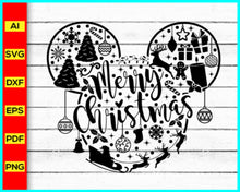 Load image into Gallery viewer, Merry Christmas Shirts Svg silhouette, Santa Claus Svg Png silhouette, Disney Christmas Mickey Mouse Shirts Svg png silhouette, Christmas tree leaves lights ornaments - My Store
