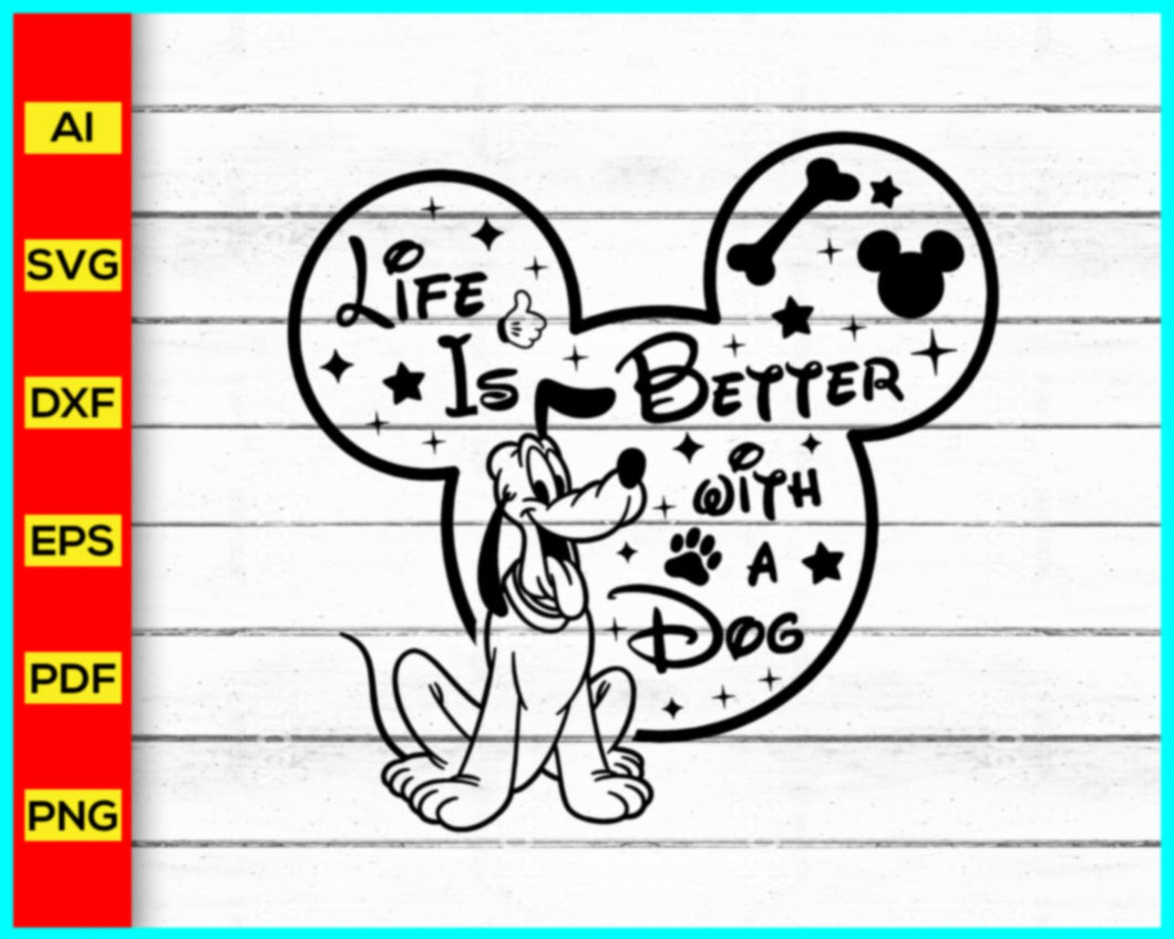 Pluto disney life is better with a dog Svg, Pluto drawing, Family Trip 2023 SVG, Family Vacation 2023 SVG, Mickey svg, Mouse head - My Store