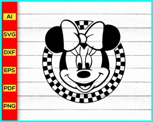 Checkerboard Minnie Svg, Disney Mickey Mouse Digital FIles SVG JPG PNG Files, Disney mickey head svg, Disney mouse head svg - My Store