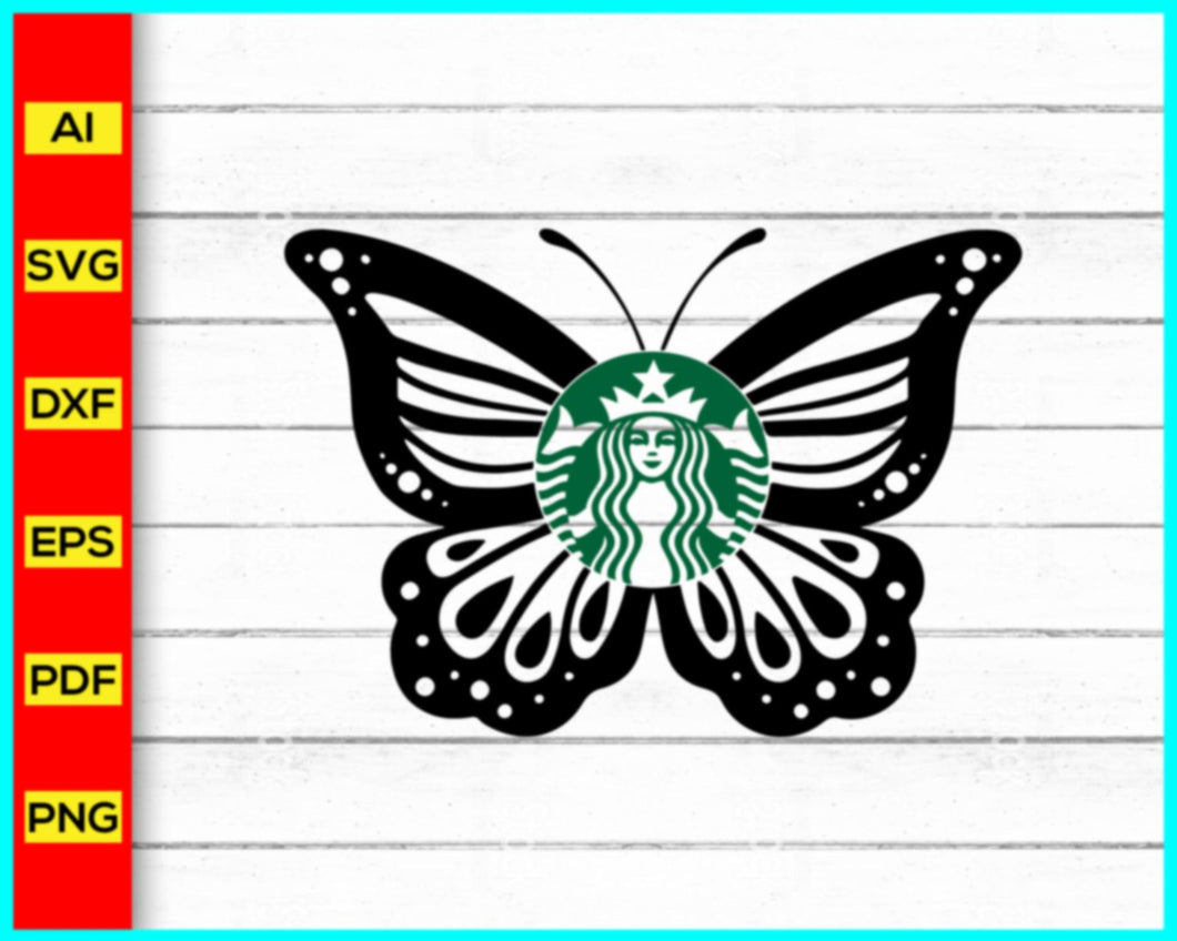 Butterfly Starbucks Svg, Starbucks Logo SVG, Coffee brand svg png, Starbucks Coffee Logo SVG, DXF, PNG, Cut Files, Cricut Use, Cut file for cricut - My Store