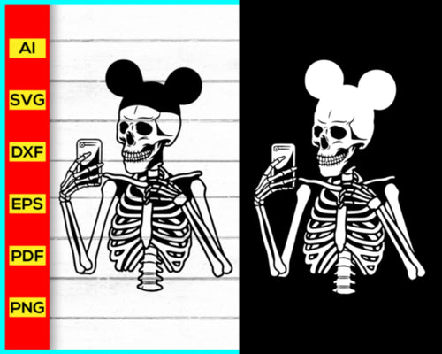 Disney Mickey Skeleton Mirror Selfie Svg, Selfie Skeleton SVG, Funny Gothic T-Shirt, Halloween Skeleton Mirror Selfie Svg, Cut file for cricut - My Store