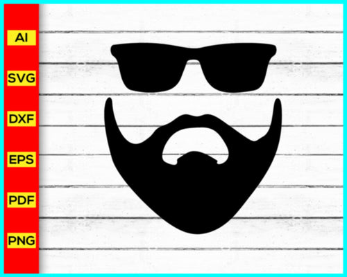 Sunglasses with Beard Svg, Mens Beard, Png, Cut file for cricut, silhouette, vector, clipart, editable svg file, Instant Download - My Store