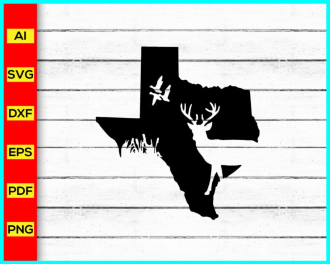 Texas Deer Duck Hunting Svg silhouette, Hunting Svg silhouette, Texas Svg silhouette, Deer Svg silhouette, Duck Svg silhouette, Hunting Logo Svg - My Store