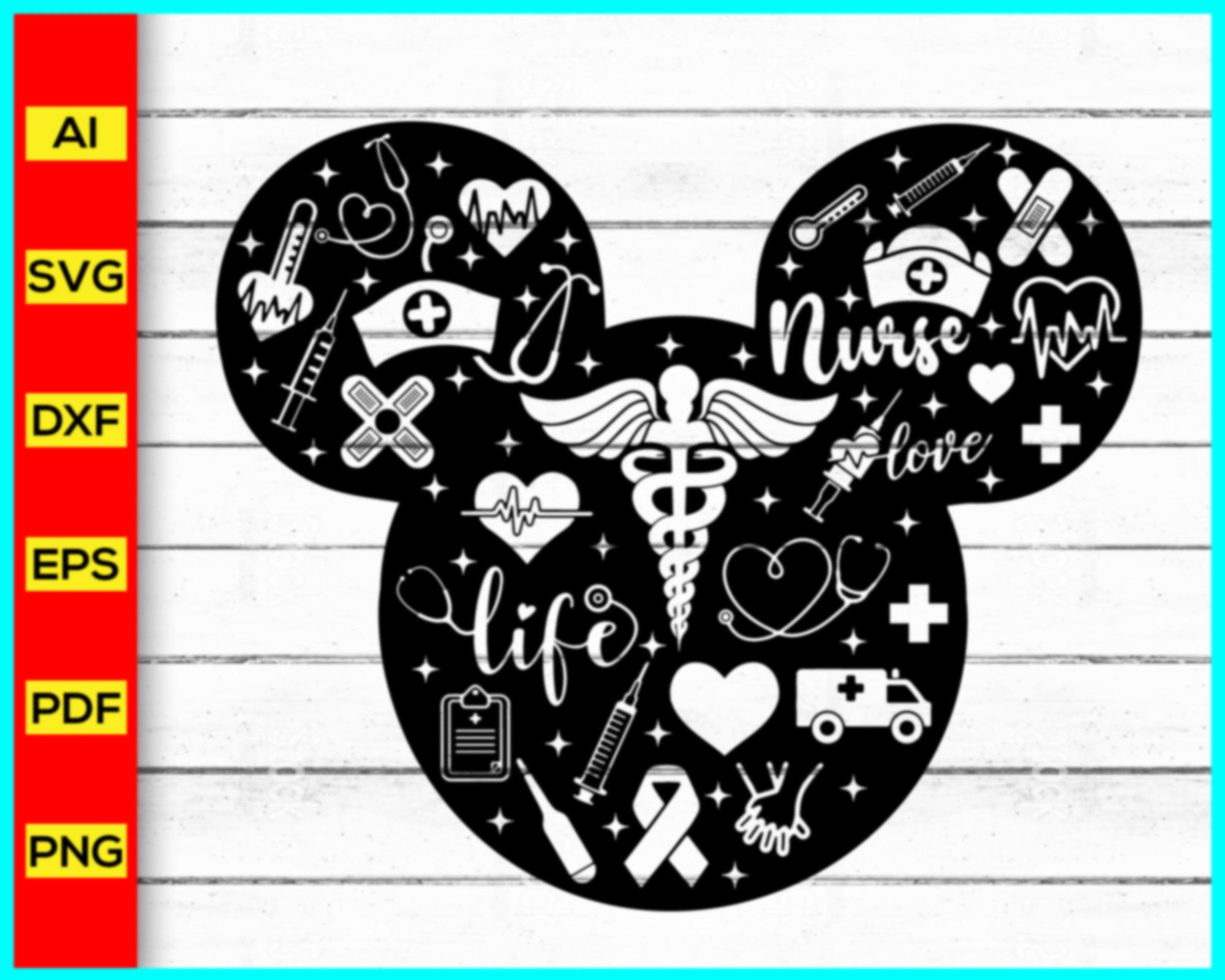 Medical icons caduceus stethoscope mickey mouse svg, disney svg, nurse ...