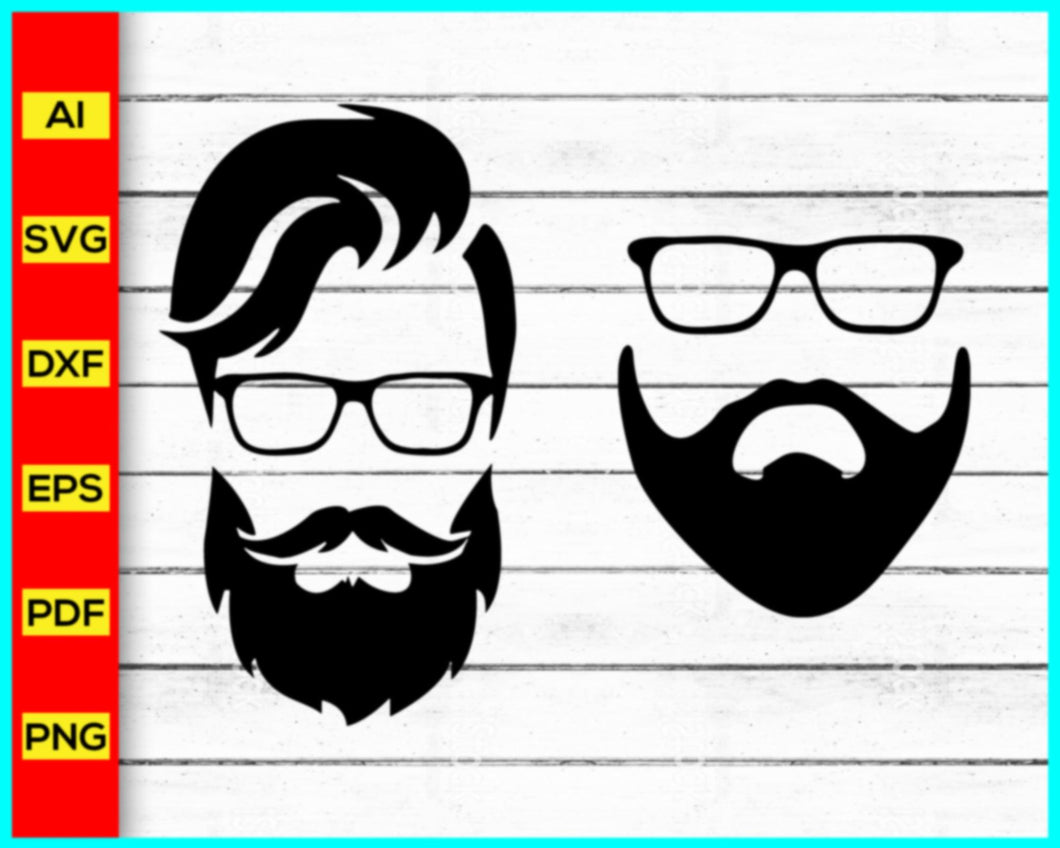 Sunglasses with Beard Svg, Mens Beard, Png, Cut file for cricut, silhouette, vector, clipart, editable svg file, Instant Download - My Store