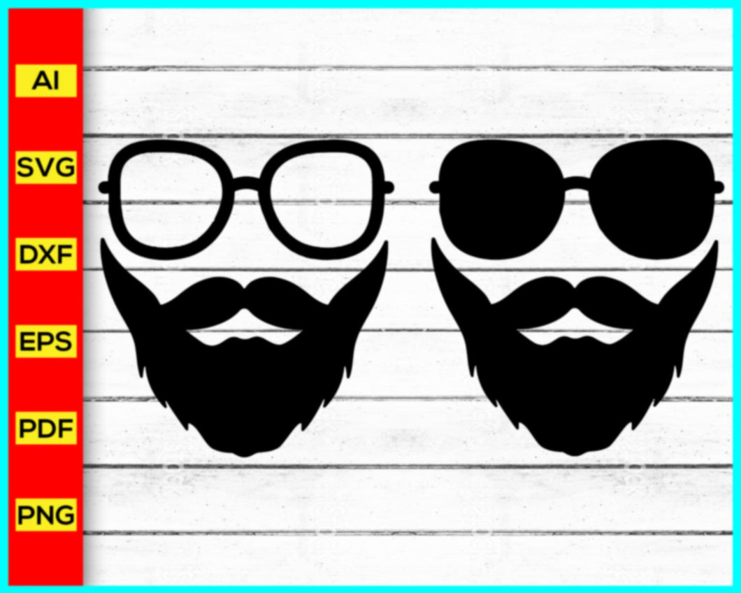 Sunglasses with Beard Svg, Mens Beard, Png, Cut file for cricut, silhouette, vector, clipart, editable svg file, Instant Download - My Store