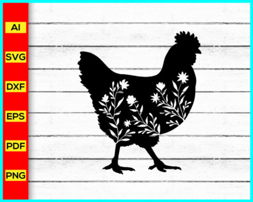 Chicken Svg png silhouette, Crazy Chicken Svg, crazy chicken lady svg, Floral Chicken Svg, Flower Crown Chicken Svg, Mama Hen Svg - My Store