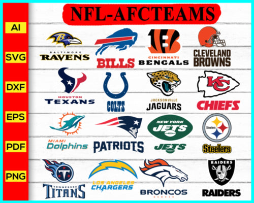 All NFL-AFC TEAMS Logo Svg, NFL logo, NFL Football Teams Logo, nfl teams, Cut file for cricut, silhouette, vector, clipart, editable svg file - My Store