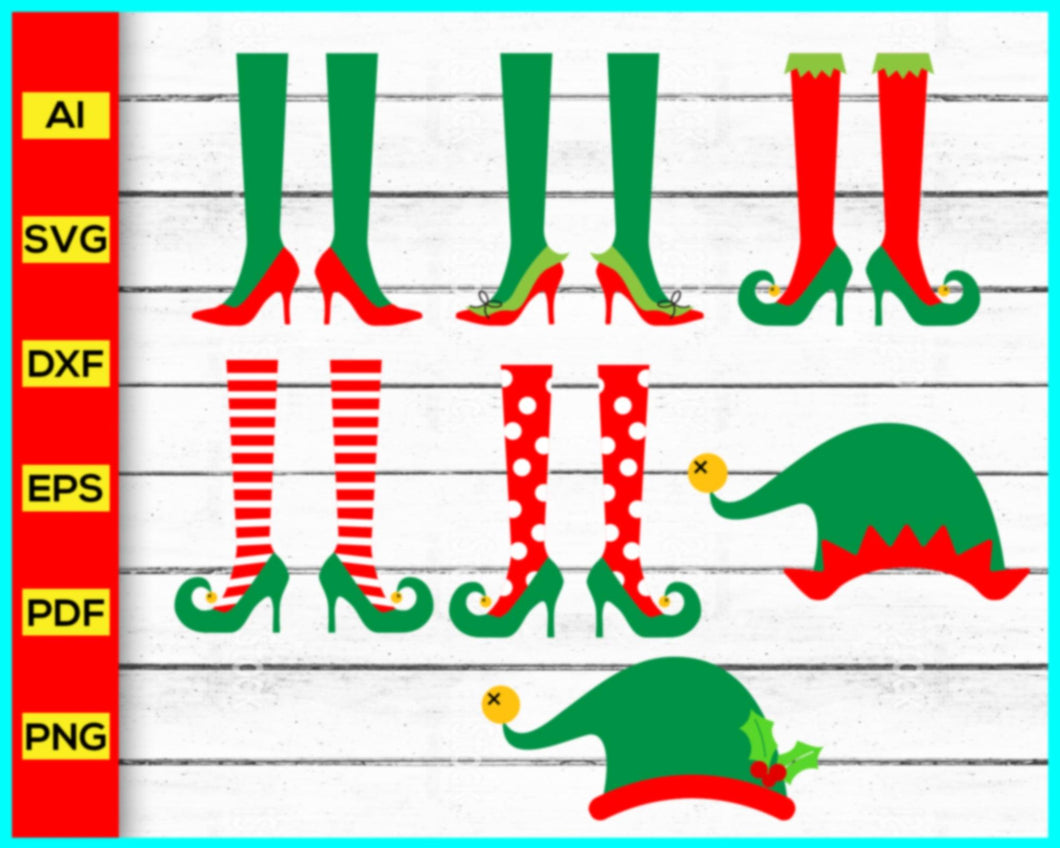Elves shoes hats Svg, Elf svg, Elf Family SVG, Family Matching Shirt, Elf shirt, make your own, Christmas party shirt, elf dress up, Girl, Boy, Legs, Elf Feet - My Store