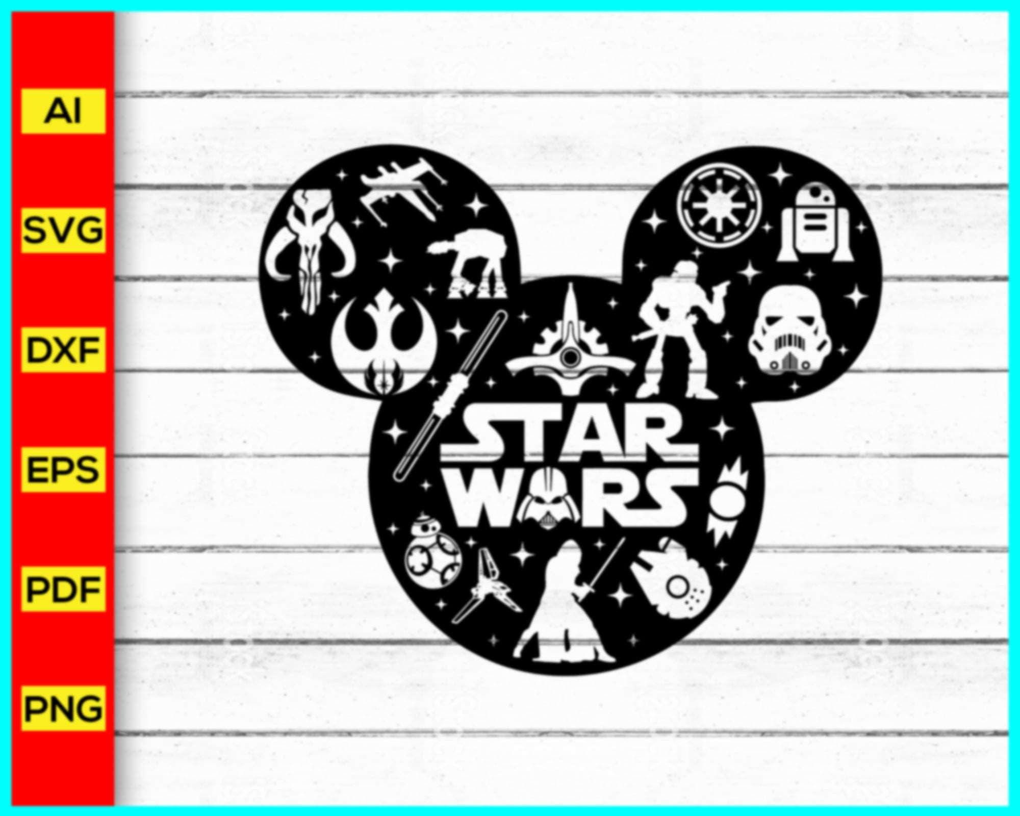 Disney Svg, Star Galaxy Svg, Star Wars Svg, Star Wars character Cut fi ...