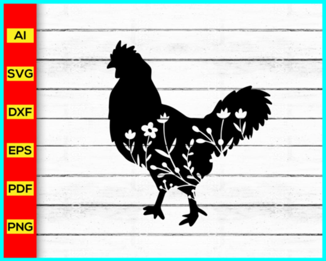 Chicken Svg png silhouette, Crazy Chicken Svg, crazy chicken lady svg, Floral Chicken Svg, Flower Crown Chicken Svg, Mama Hen Svg - My Store