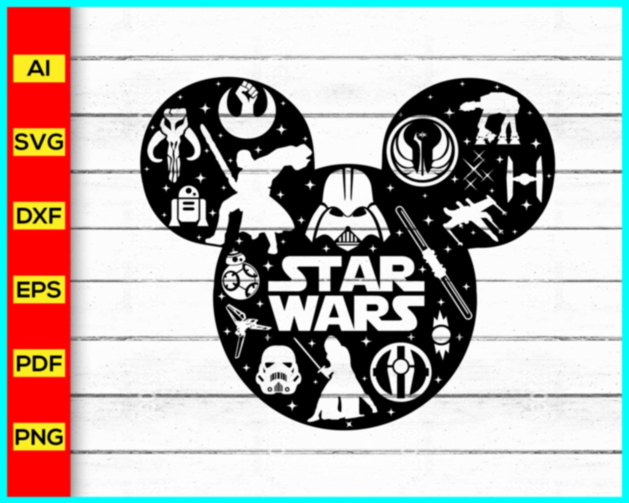 Disney Svg, Star Galaxy Svg, Star Wars Svg, Star Wars character Cut fi ...