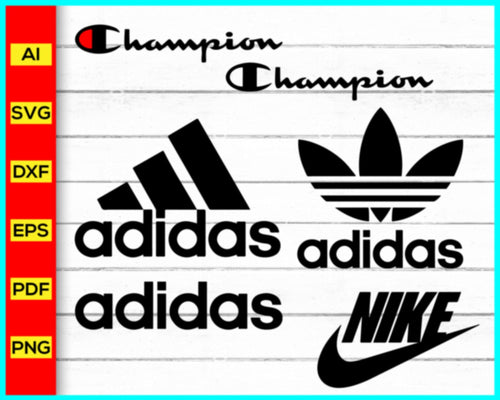 Nike Logo, Adidas Logo, Champion Logo, svg, png, Cut file for cricut, silhouette, vector, clipart, editable svg file - My Store