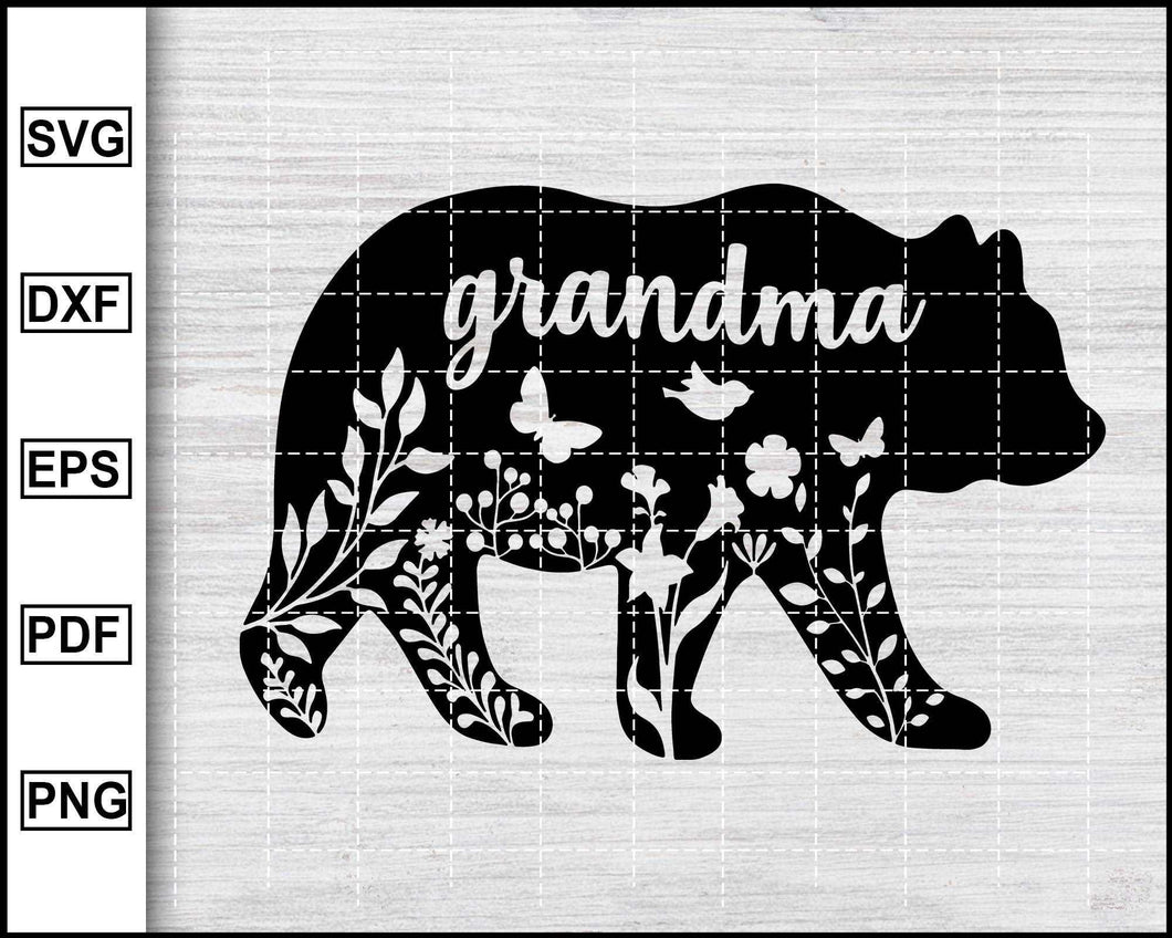 Floral Grandma Bear Svg, Bear Svg Png, Bear Silhouette, Family bear bundle, Bear svg file, Mama Bear Svg, Papa Bear Svg, Cut file for cricut, silhouette - My Store