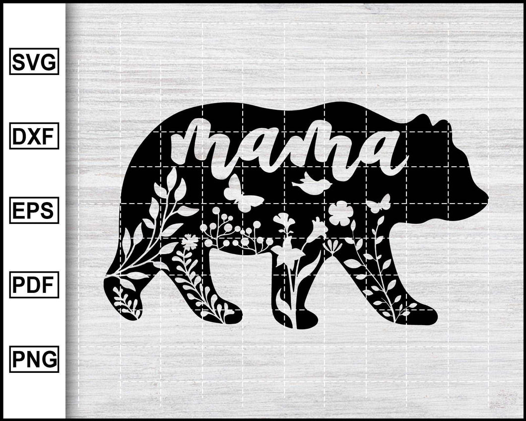 Floral Mama Bear Svg, Bear Svg Png, Bear Silhouette, Family bear bundle, Bear svg file, Mama Bear Svg, Papa Bear Svg, Cut file for cricut, silhouette - My Store