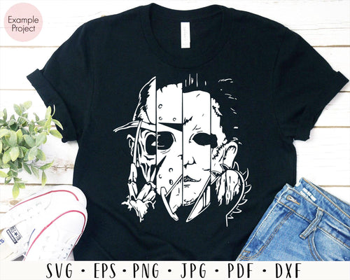 Freddy Jason Michael Myers and Leather face Squad Svg, Horror Movie Svg, Cut file for cricut, silhouette, vector, clipart, editable svg file - My Store