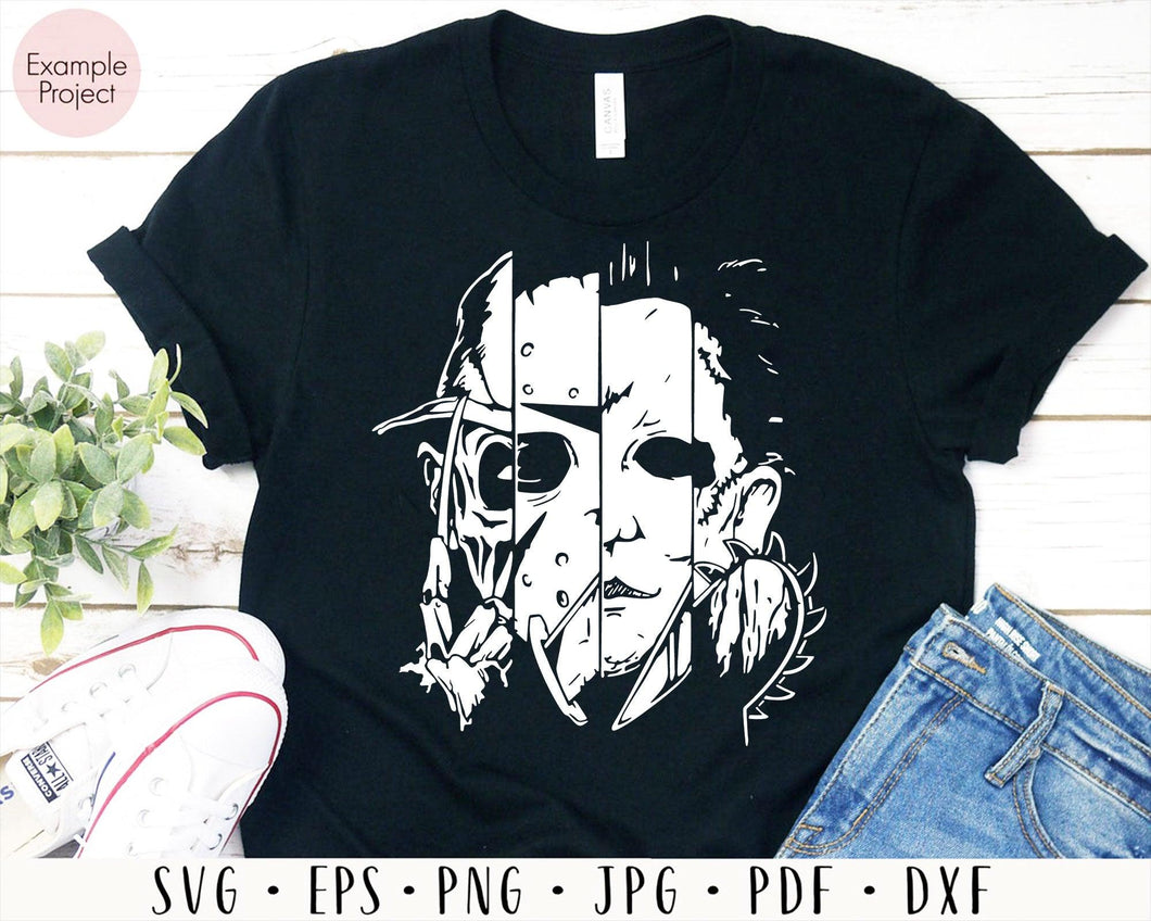 Freddy Jason Michael Myers and Leather face Squad Svg, Horror Movie Svg, Cut file for cricut, silhouette, vector, clipart, editable svg file - My Store
